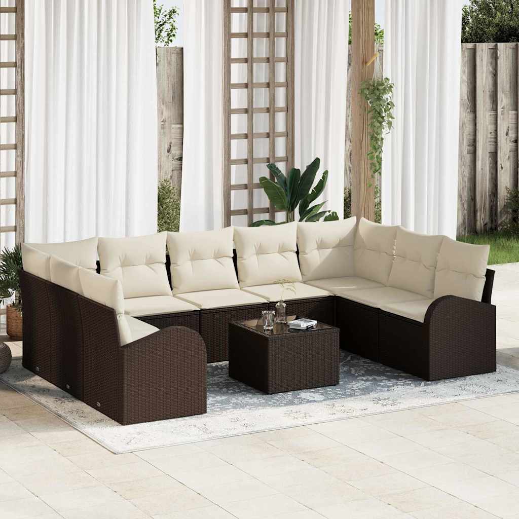 Set di divani 10 pcs Marrone Rattan in Polipropilene