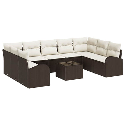 Set di divani 10 pcs Marrone Rattan in Polipropilene