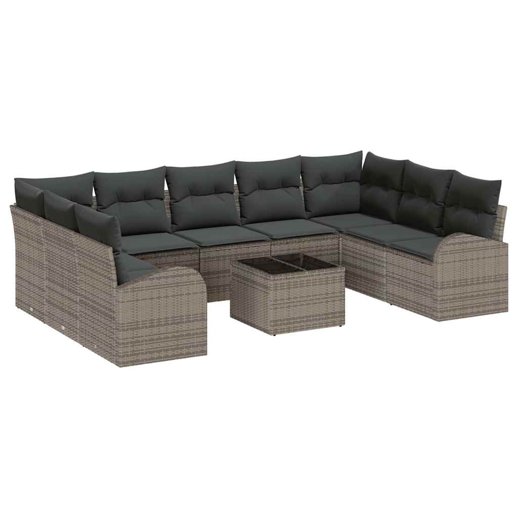 Set di divani con cuscino 10 pcs Grigio Rattan in Polipropilene