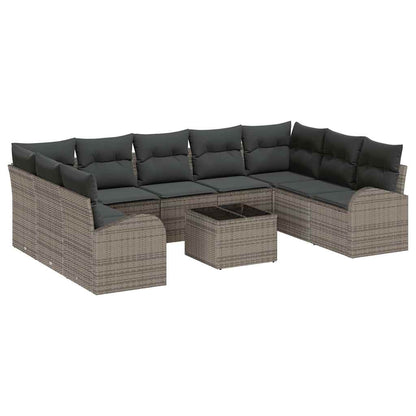 Set di divani con cuscino 10 pcs Grigio Rattan in Polipropilene
