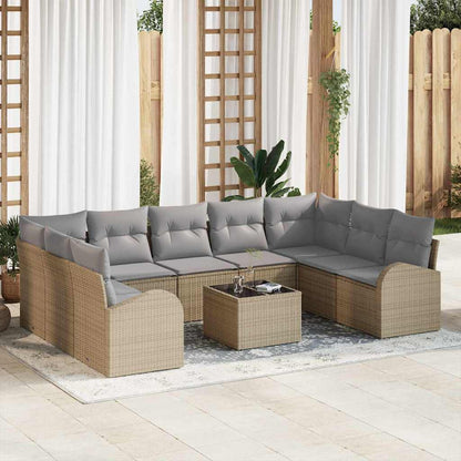 Set di divani con cuscino 10 pcs Beige Rattan in Polipropilene
