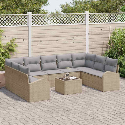 Set di divani con cuscino 10 pcs Beige Rattan in Polipropilene