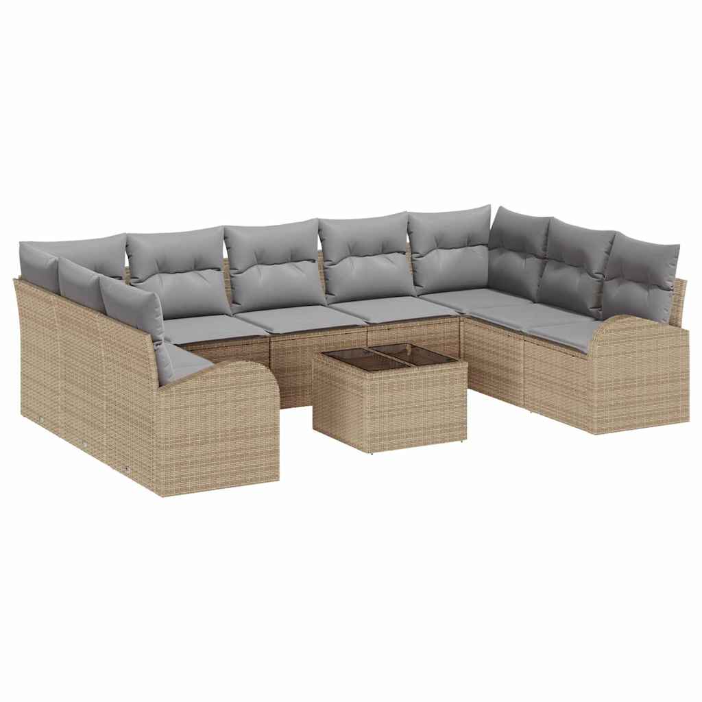 Set di divani con cuscino 10 pcs Beige Rattan in Polipropilene