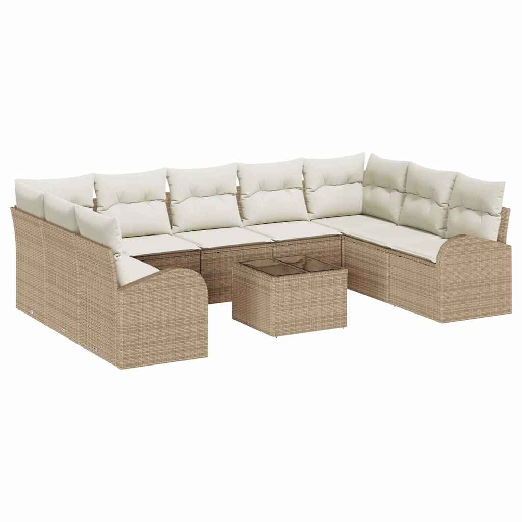 Set di divani con cuscino 10 pcs Beige Rattan in Polipropilene