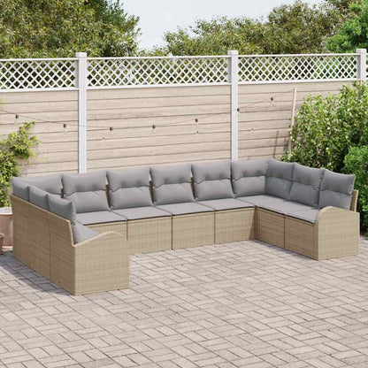 Set di divani con cuscino 10 pcs Beige Polyrattan
