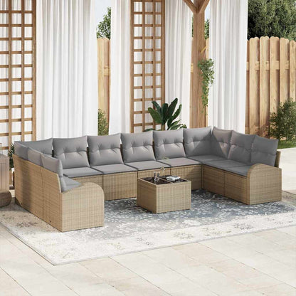 Set di divani con cuscino 11 pcs Beige Polyrattan