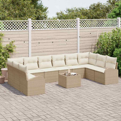 Set di divani con cuscino 11 pcs Beige Polyrattan