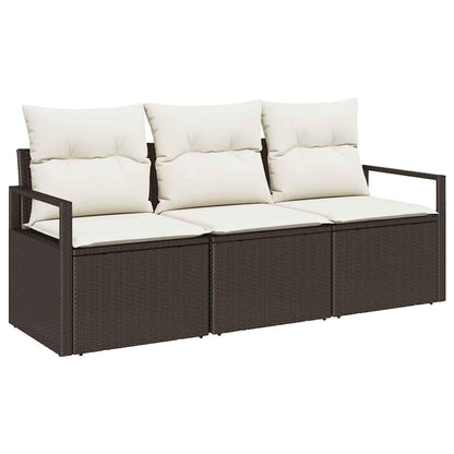 Set di divani 3 pcs Marrone polyrattan