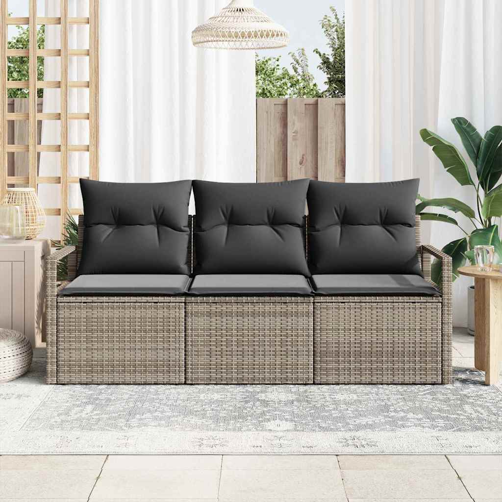Set di divani 3 pcs Grigio polyrattan
