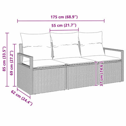 Set di divani 3 pcs Beige polyrattan
