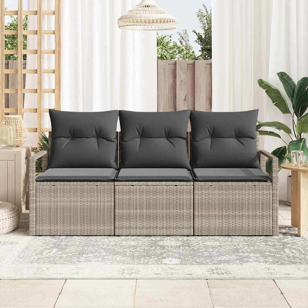 Set di divani 3 pcs Grigio chiaro polyrattan