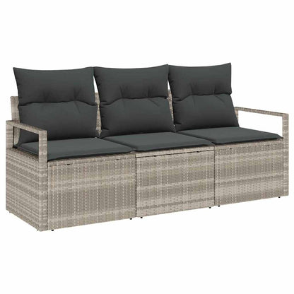 Set di divani 3 pcs Grigio chiaro polyrattan