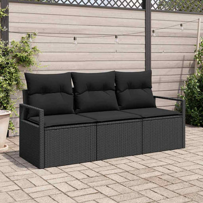 Set di divani 3 pcs Nero polyrattan