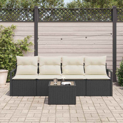 Set di divani 5 pcs Nero e Crema polyrattan