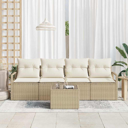 Set di divani 5 pcs Beige e Crema polyrattan