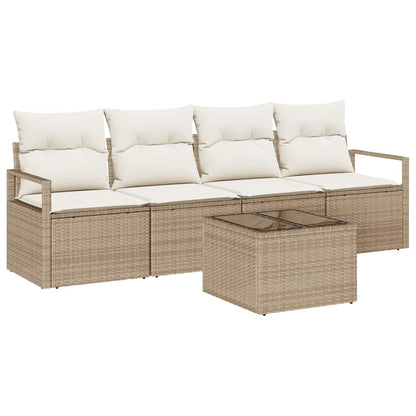 Set di divani 5 pcs Beige e Crema polyrattan