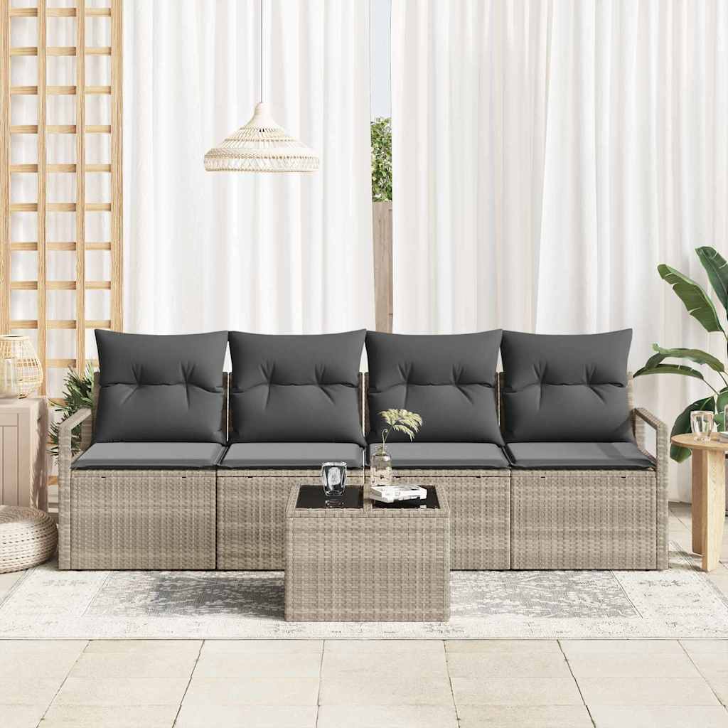 Set di divani 5 pcs Grigio chiaro e grigio scuro polyrattan