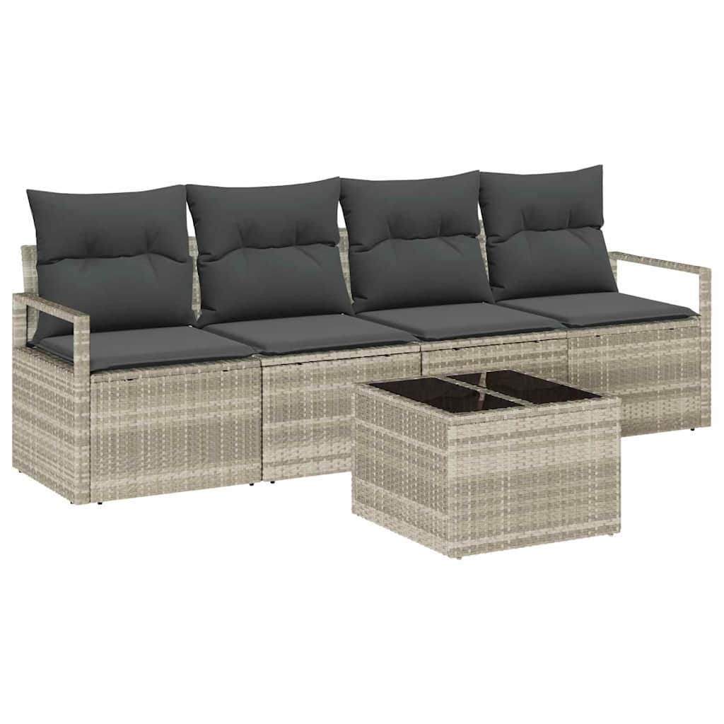 Set di divani 5 pcs Grigio chiaro e grigio scuro polyrattan