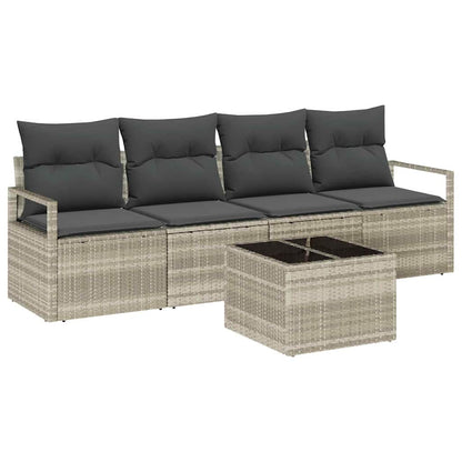 Set di divani 5 pcs Grigio chiaro e grigio scuro polyrattan