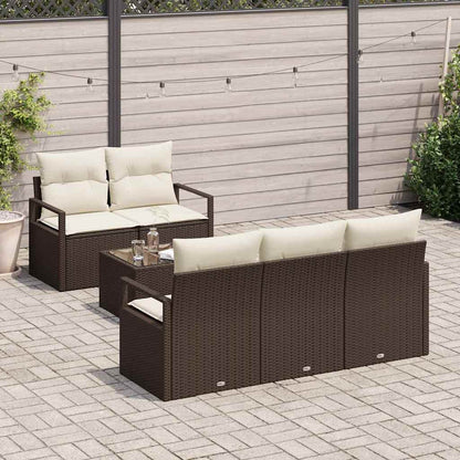Set di divani 6 pcs Marrone e Crema polyrattan