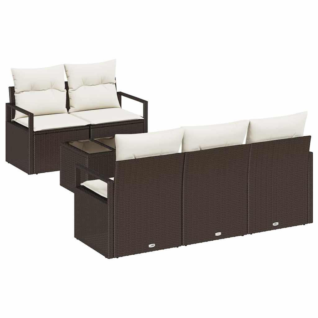 Set di divani 6 pcs Marrone e Crema polyrattan