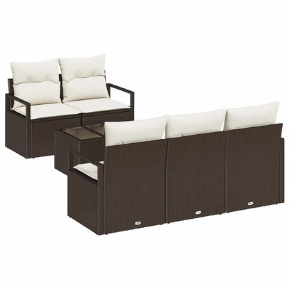 Set di divani 6 pcs Marrone e Crema polyrattan