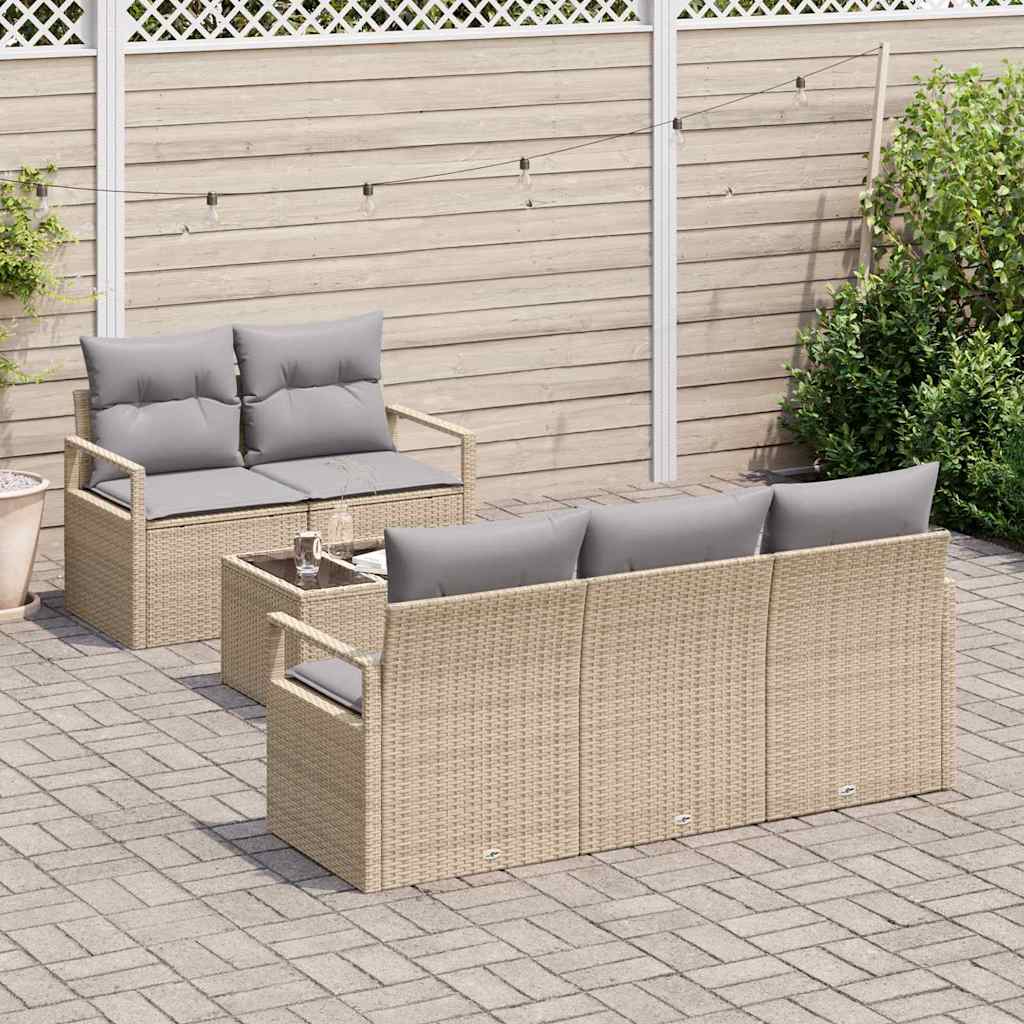 Set di divani 6 pcs Beige e grigio polyrattan