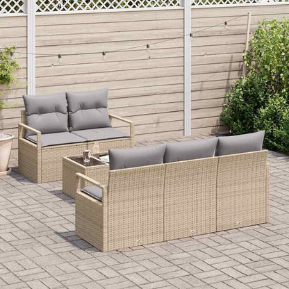 Set di divani 6 pcs Beige e grigio polyrattan