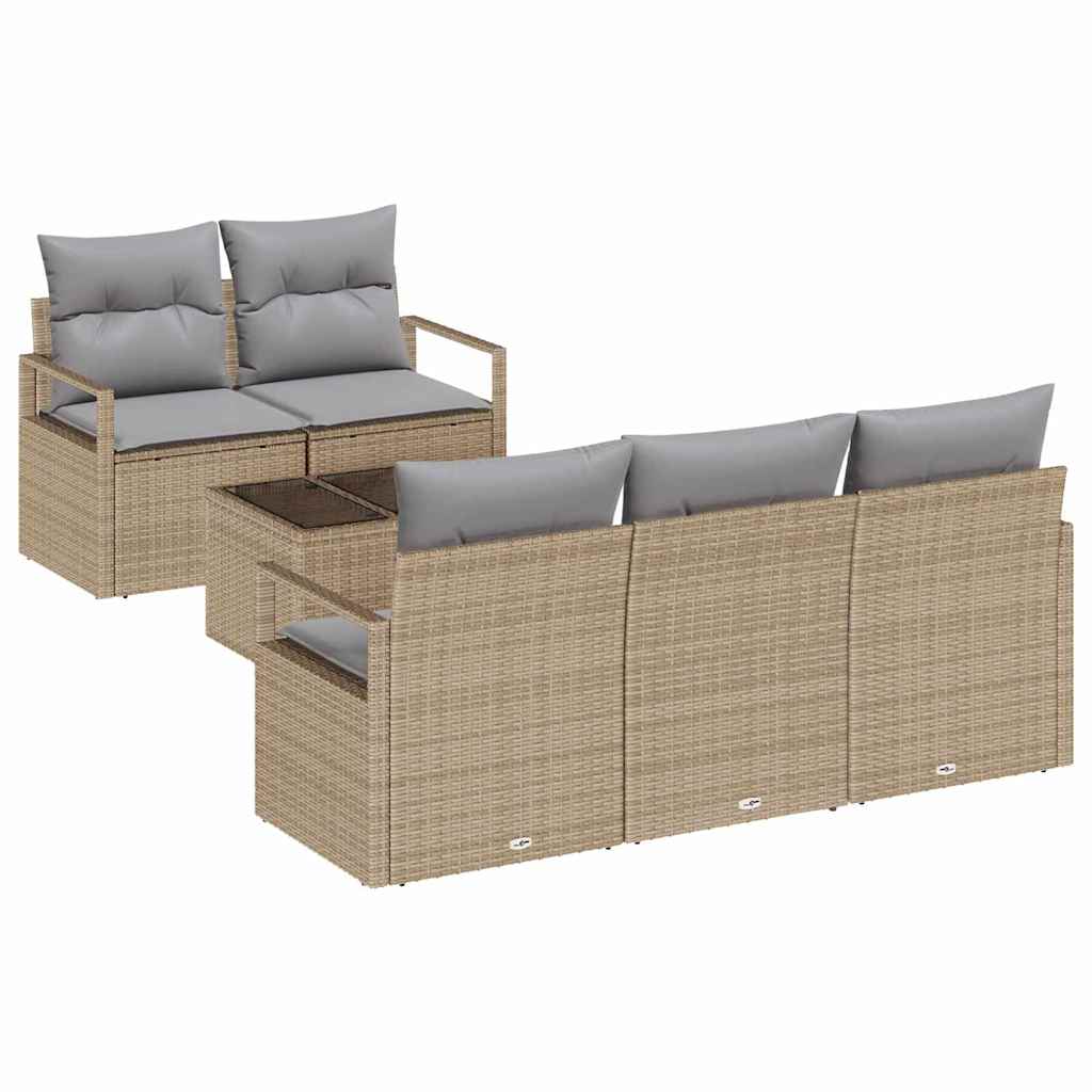 Set di divani 6 pcs Beige e grigio polyrattan