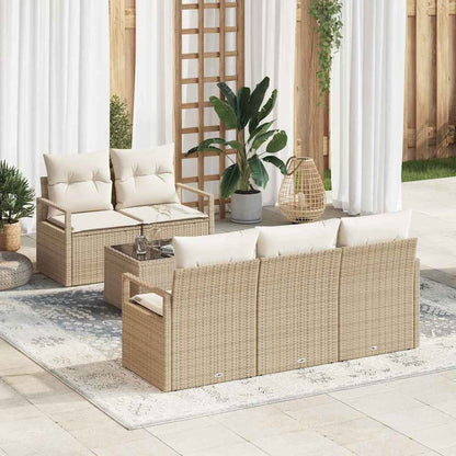 Set di divani 6 pcs Beige e Crema polyrattan