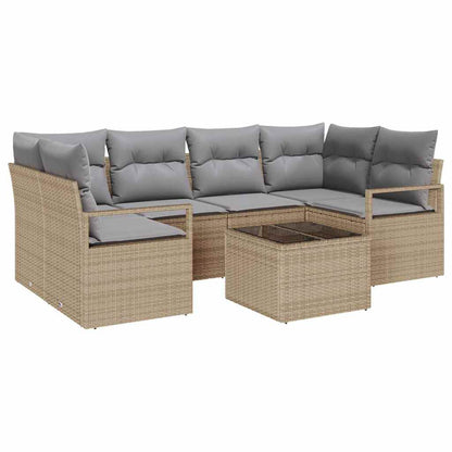 Set di divani 7 pcs Beige e grigio polyrattan