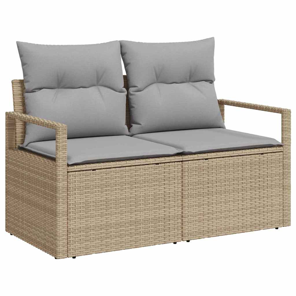 Set di divani 7 pcs Beige e grigio polyrattan