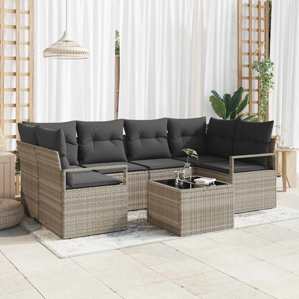 Set di divani 7 pcs Grigio chiaro e grigio scuro polyrattan