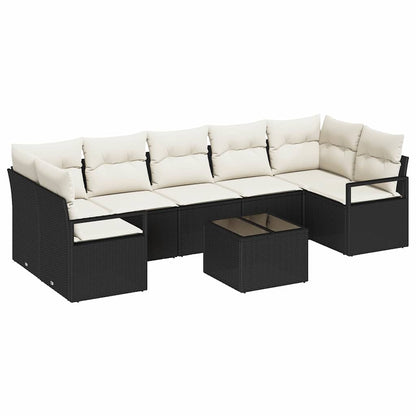 Set di divani 8 pcs Nero e Crema polyrattan