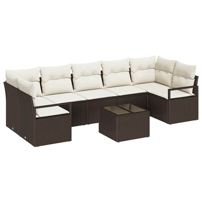 Set di divani 8 pcs Marrone e Crema polyrattan