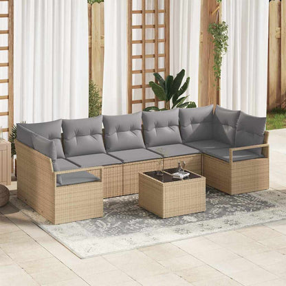 Set di divani 8 pcs Beige e grigio polyrattan