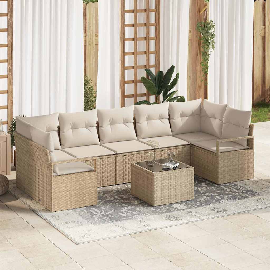 Set di divani 8 pcs Beige e Crema polyrattan