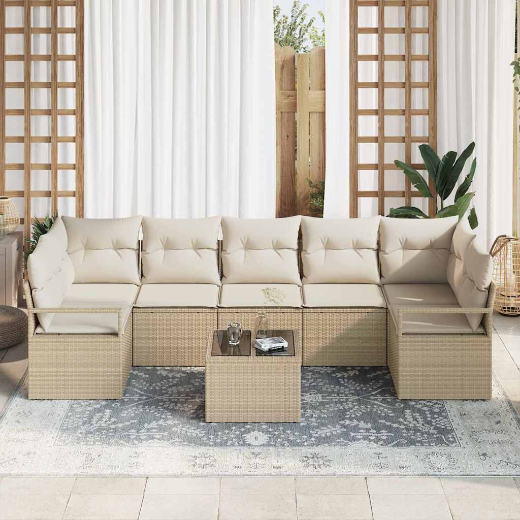 Set di divani 8 pcs Beige e Crema polyrattan