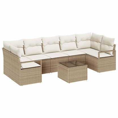 Set di divani 8 pcs Beige e Crema polyrattan