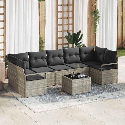 Set di divani 8 pcs Grigio chiaro e grigio scuro polyrattan