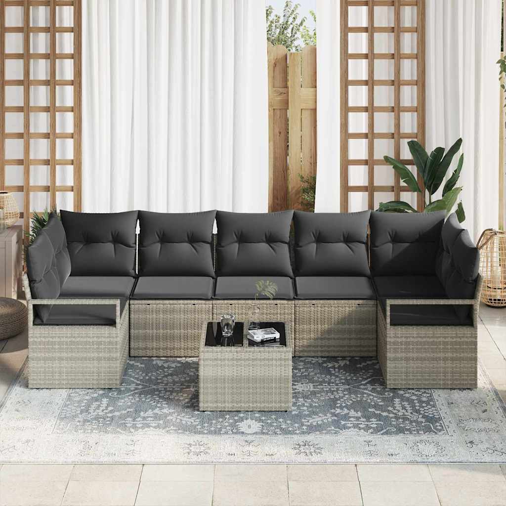 Set di divani 8 pcs Grigio chiaro e grigio scuro polyrattan
