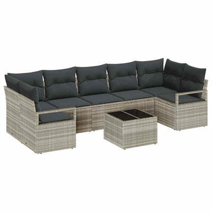 Set di divani 8 pcs Grigio chiaro e grigio scuro polyrattan