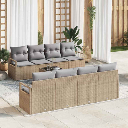 Set di divani con cuscino 7 pcs Beige e grigio polyrattan
