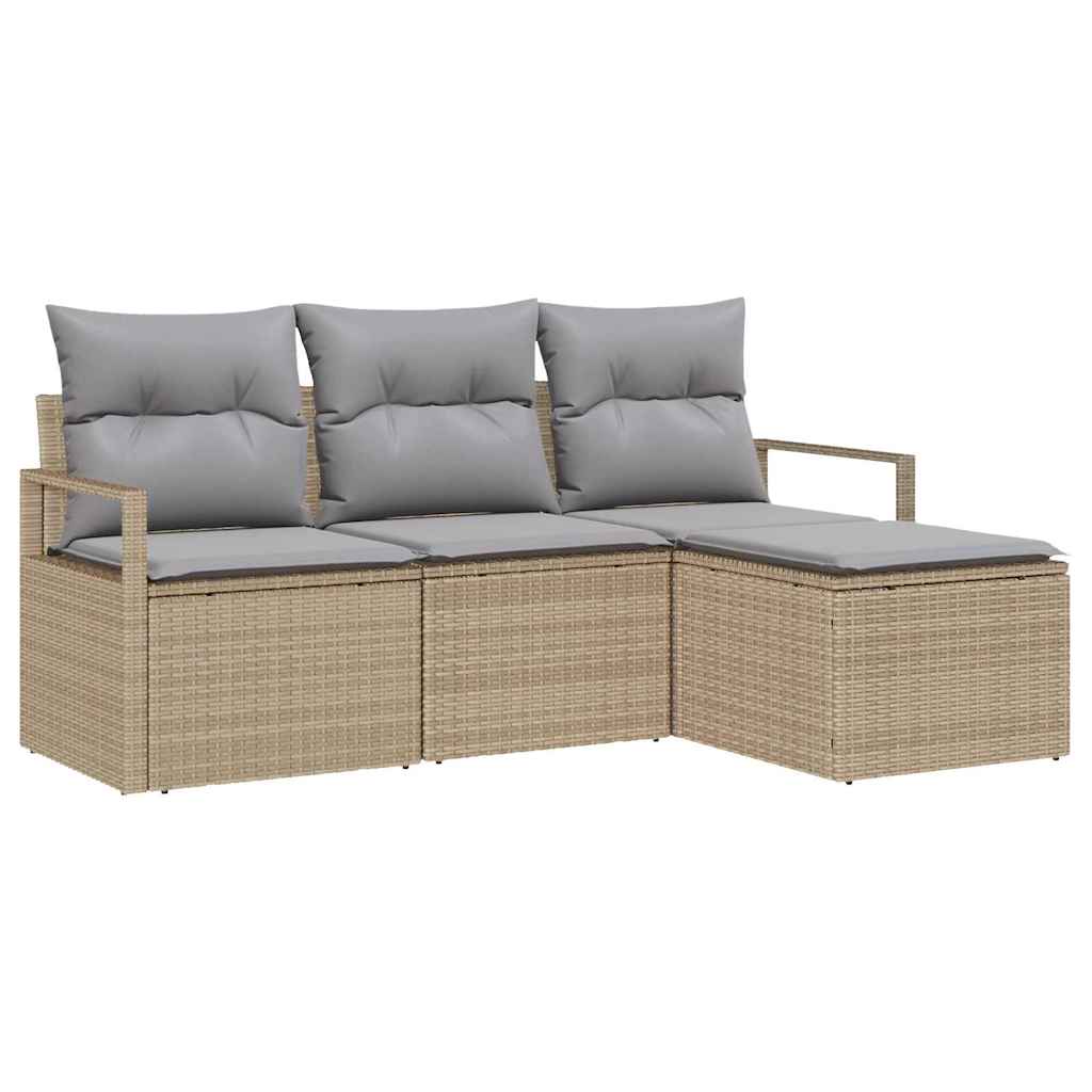 Set di divani 4 pcs Beige polyrattan