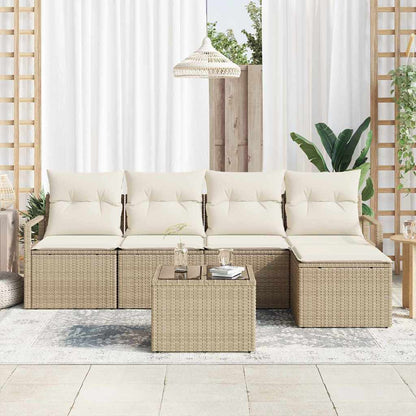 Set di divani con cuscino 6 pcs Beige polyrattan