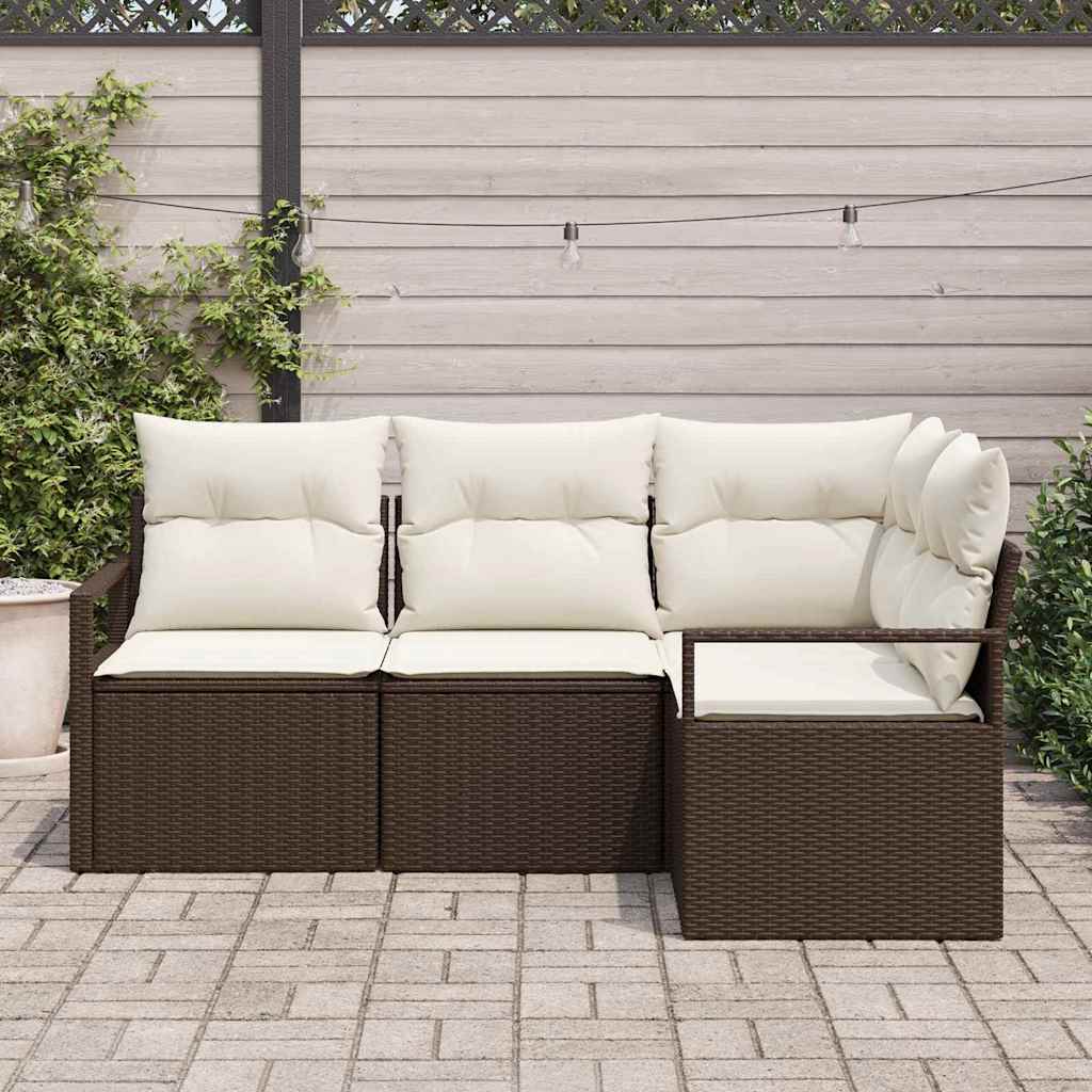 Set di divani 4 pcs Marrone polyrattan