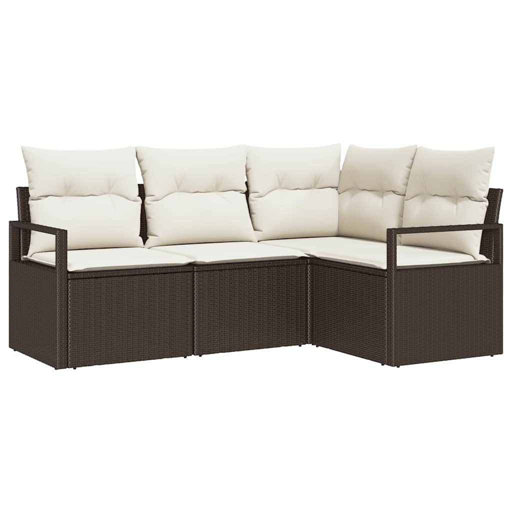 Set di divani 4 pcs Marrone polyrattan