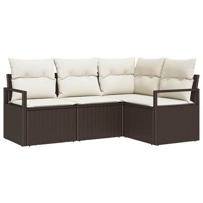Set di divani 4 pcs Marrone polyrattan