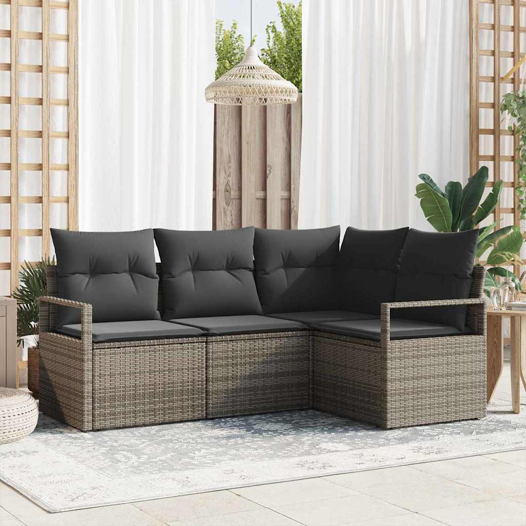 Set di divani 4 pcs Grigio polyrattan