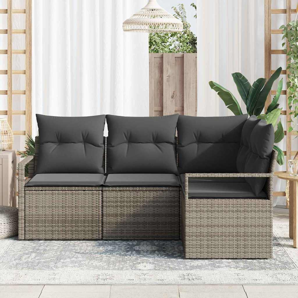 Set di divani 4 pcs Grigio polyrattan